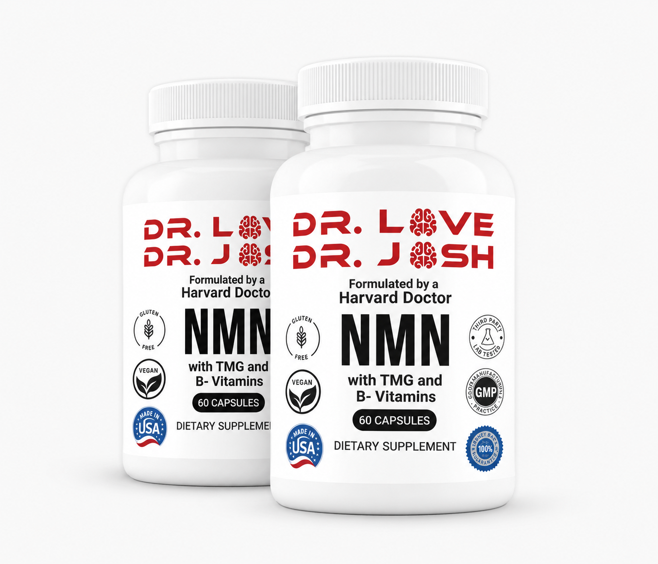 Two free bonus bottles of Dr. Love's NMN supplement